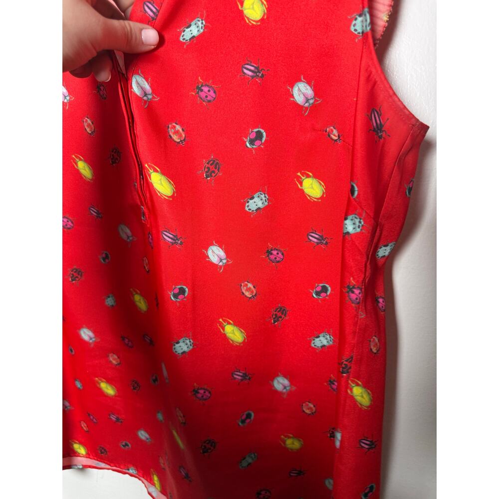 Talbots Red Ruffle Ladybug Bug Sleeveless Tank Top Blouse Women's Medium NWOT - Picture 4 of 8